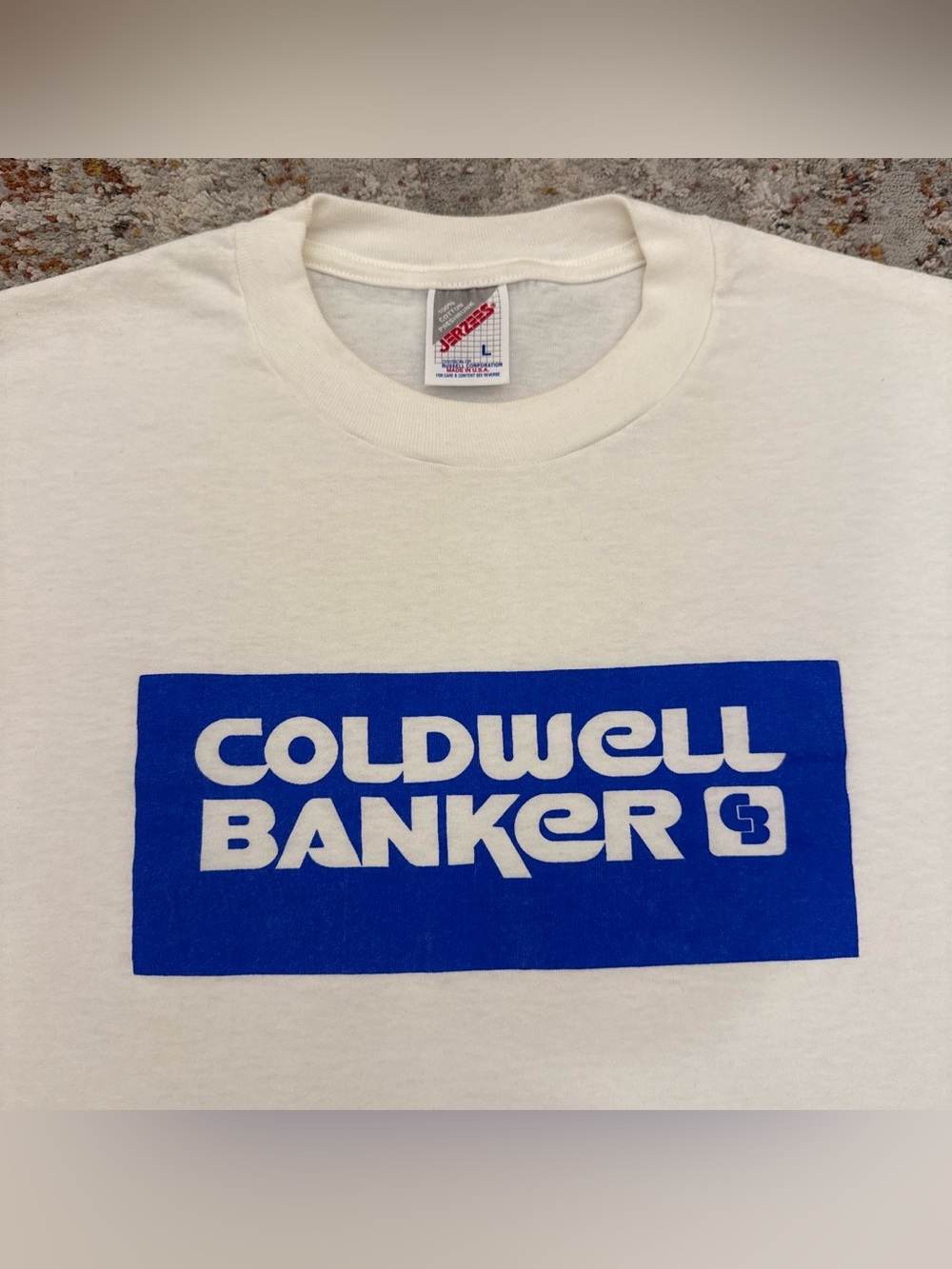 Vintage 90s Coldwell Banker Box Logo Ringer Tee L